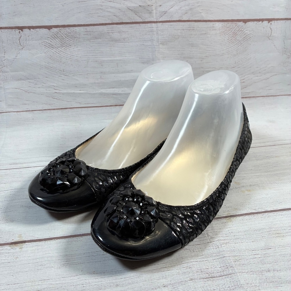 Anne Klein Sport AKBEJEWEL6 Ballet Flats Womens 8.5 Black Jewel Embellished